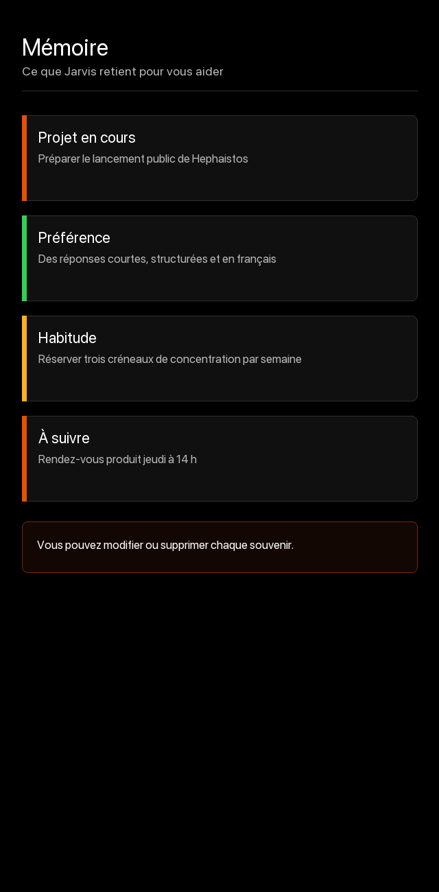 Mémoire personnelle dans Hephaistos